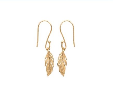 Boucles d'oreilles Pendantes Plumes en Argent Brossé Ref. 43831