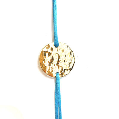 BRACELET PLAQUE RONDE MARTELEE
