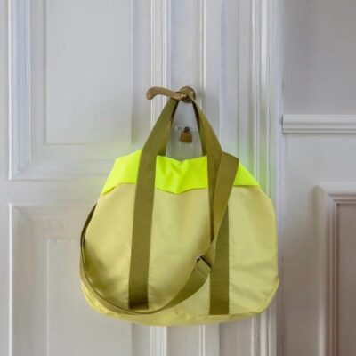 Cabas Jaune Fluo & Kaki – Style Audacieux et Fonctionnalité au Quotidien