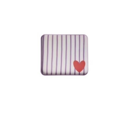 PLATEAU RAYURES VIOLETTES ET CŒUR ROUGE