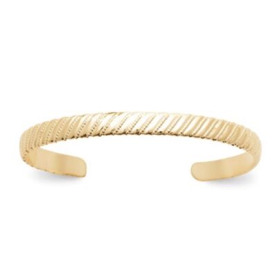 BRACELET JONC OUVERT STRIÉ PLAQUÉ OR OU ARGENT